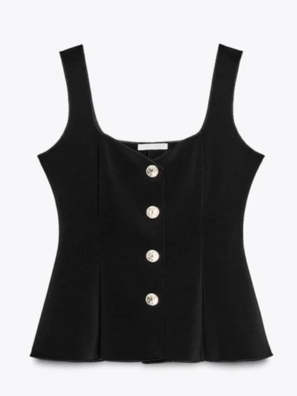 NWT ZARA Stretch Peplum Top Black Small